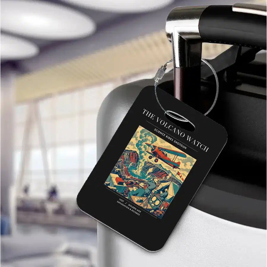 VINTAGE G4042 - The Volcano Watch - Acrylic Luggage Tags design on black