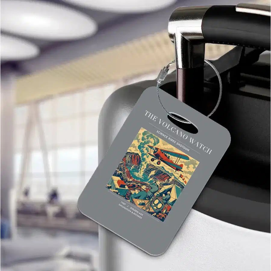 VINTAGE G4042 - The Volcano Watch - Acrylic Luggage Tags design on gray