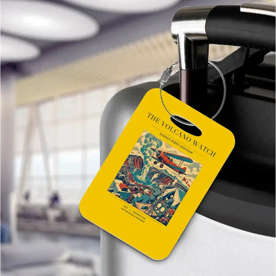 VINTAGE G4042 - The Volcano Watch - Acrylic Luggage Tags design on yellow