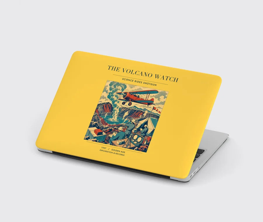 VINTAGE G4042 - The Volcano Watch - Designed MacBook Cases design on yellow