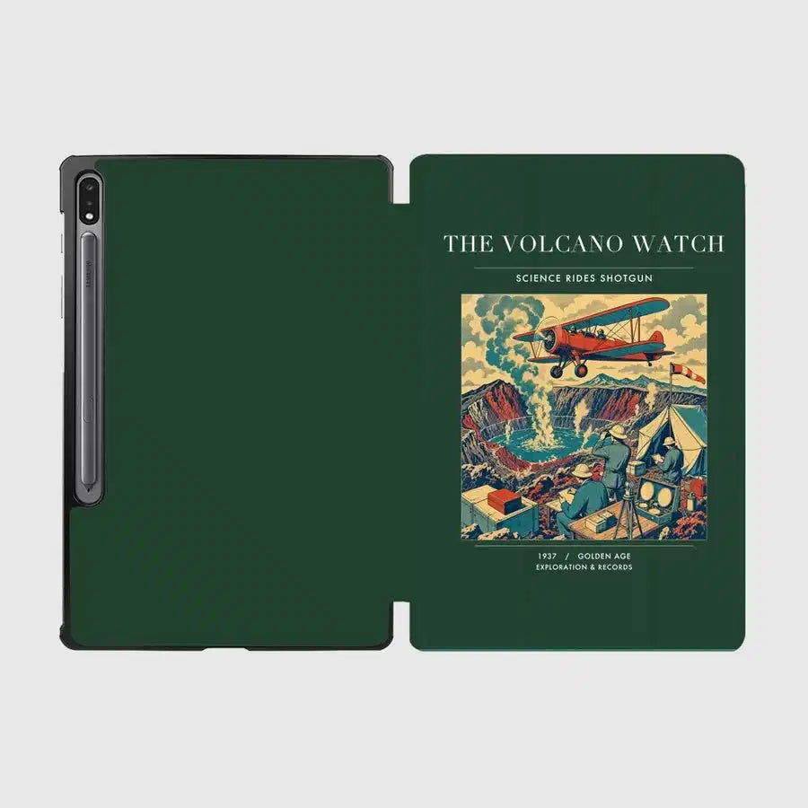 VINTAGE G4042 - The Volcano Watch - Designed iPad & Samsung Tablet Cases design on darkgreen samsung