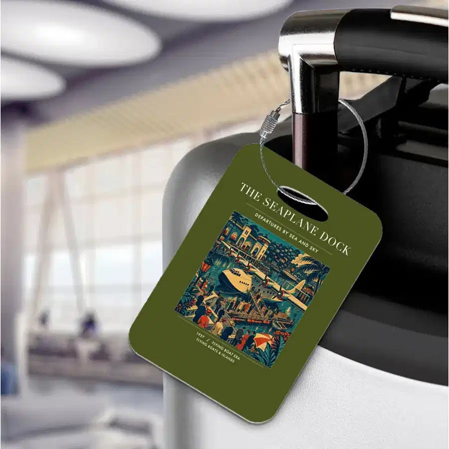 VINTAGE G4056 - The Seaplane Dock - Acrylic Luggage Tags design on greenarmy