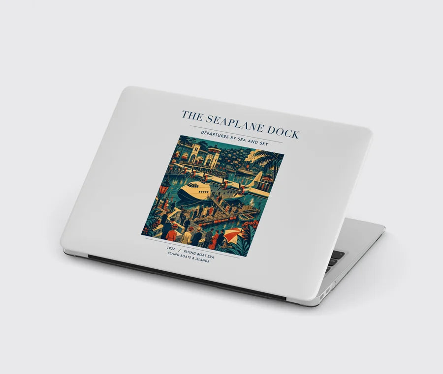 VINTAGE G4056 - The Seaplane Dock - Designed MacBook Cases design on lightgray