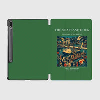 Thumbnail for VINTAGE G4056 - The Seaplane Dock - Designed iPad & Samsung Tablet Cases design on green samsung