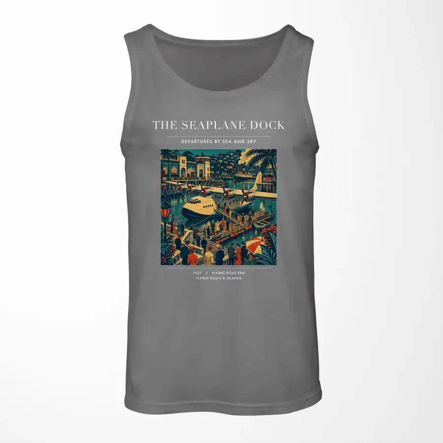 VINTAGE G4056 - The Seaplane Dock - Designed Tank Tops design on gray