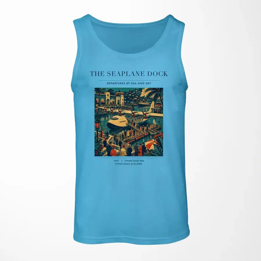 VINTAGE G4056 - The Seaplane Dock - Designed Tank Tops design on skyblue