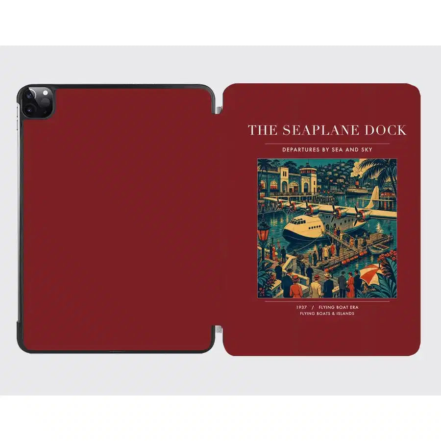 VINTAGE G4056 - The Seaplane Dock - Designed iPad & Samsung Tablet Cases design on darkred ipad