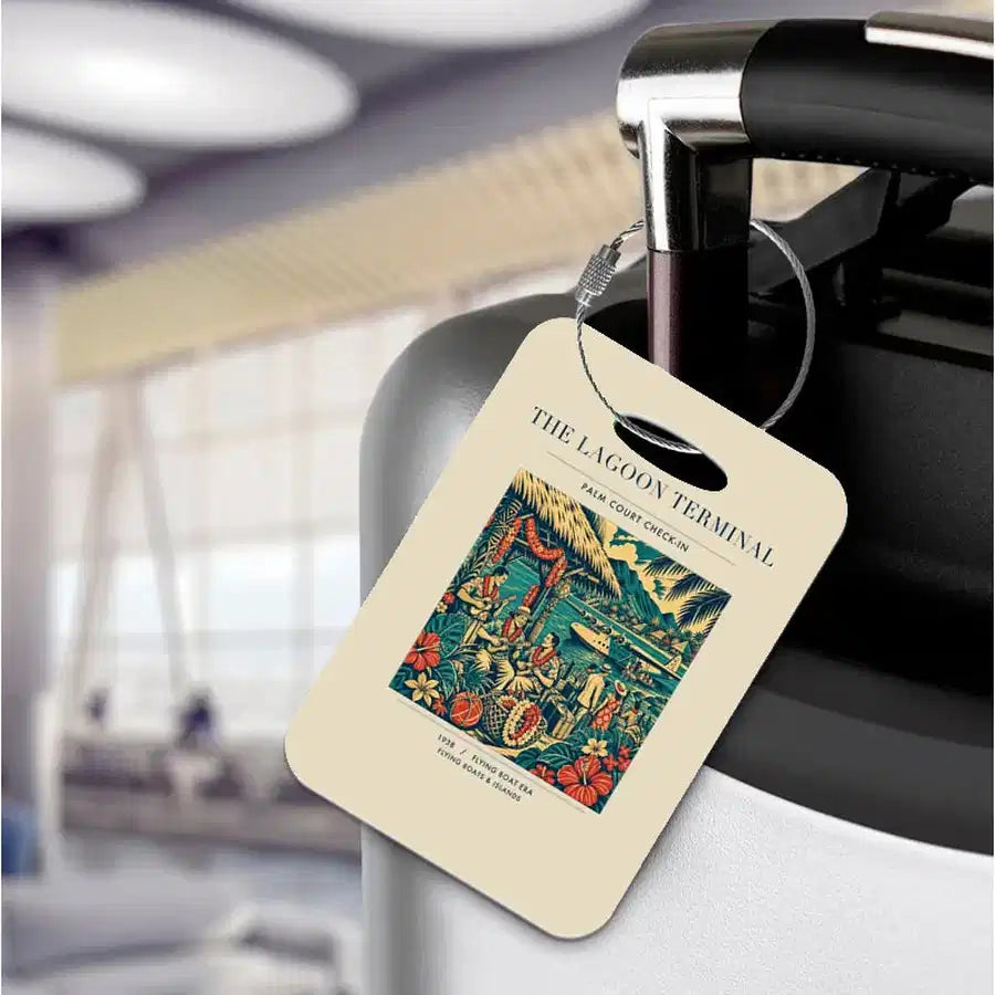 VINTAGE G4057 - The Lagoon Terminal - Acrylic Luggage Tags design on beige
