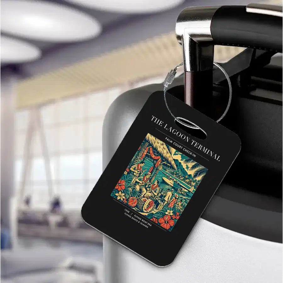 VINTAGE G4057 - The Lagoon Terminal - Acrylic Luggage Tags design on black