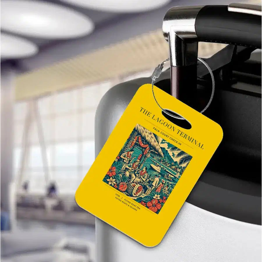 VINTAGE G4057 - The Lagoon Terminal - Acrylic Luggage Tags design on yellow