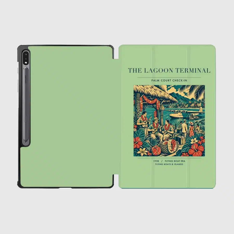 VINTAGE G4057 - The Lagoon Terminal - Designed iPad & Samsung Tablet Cases design on lightgreen samsung