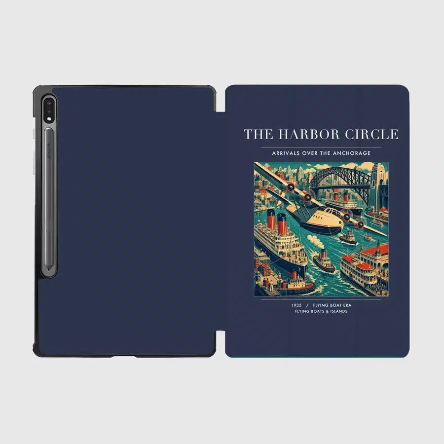 VINTAGE G4059 - The Harbor Circle - Designed iPad & Samsung Tablet Cases design on navyblue samsung