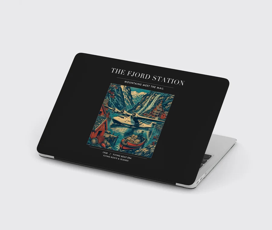 VINTAGE G4062 - The Fjord Station - Designed MacBook Cases design on black