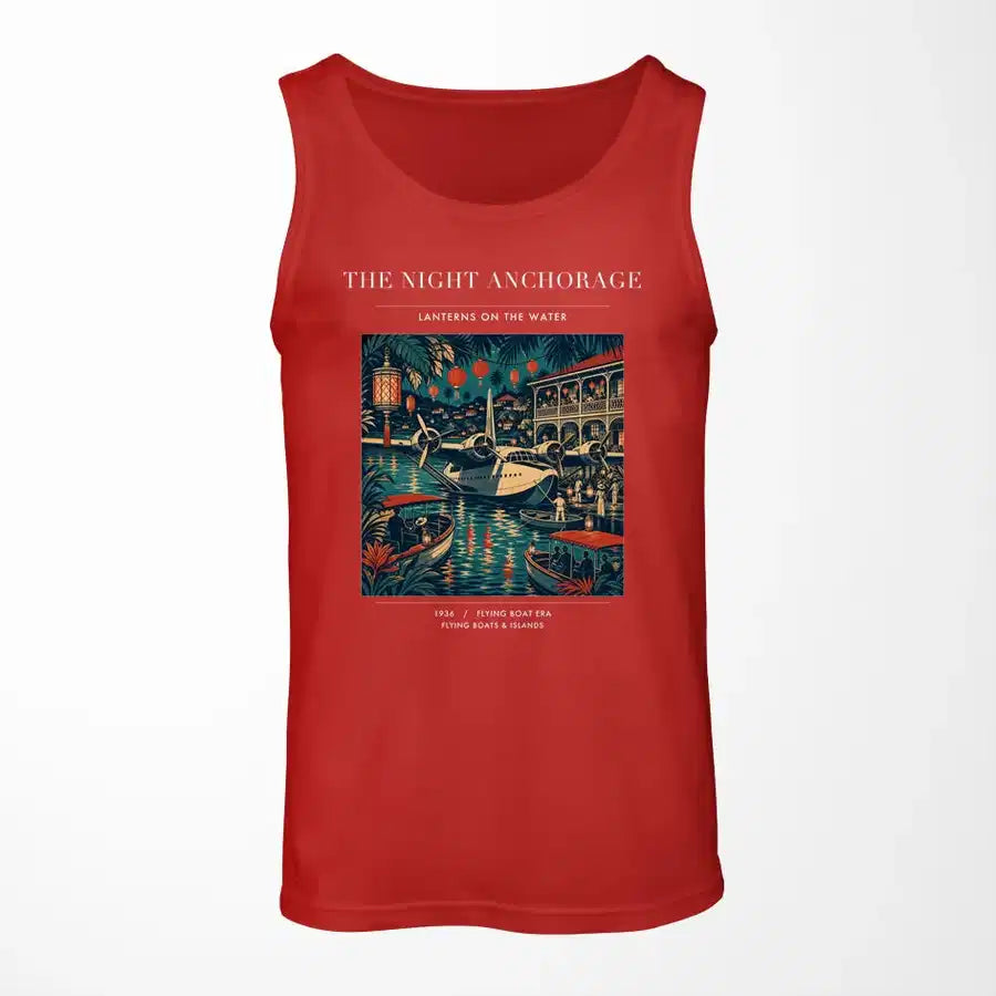 VINTAGE G4063 - The Night Anchorage - Designed Tank Tops design on red