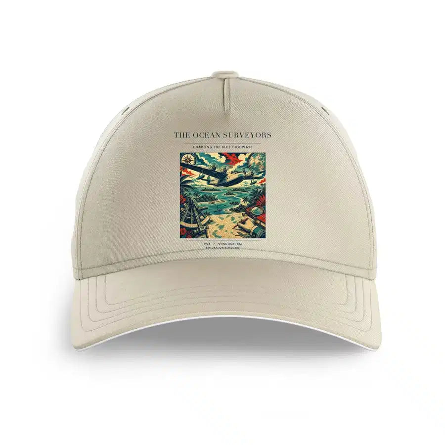 VINTAGE G4064 - The Ocean Surveyors - Printed Hat design on beige
