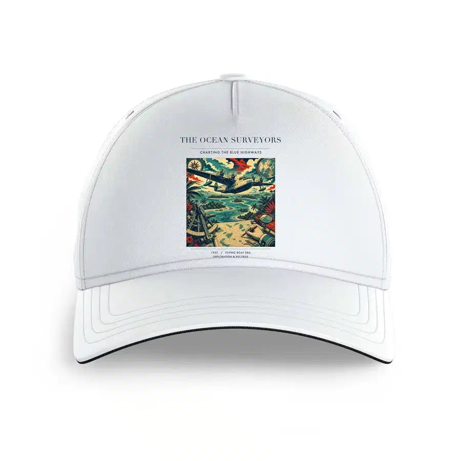 VINTAGE G4064 - The Ocean Surveyors - Printed Hat design on white