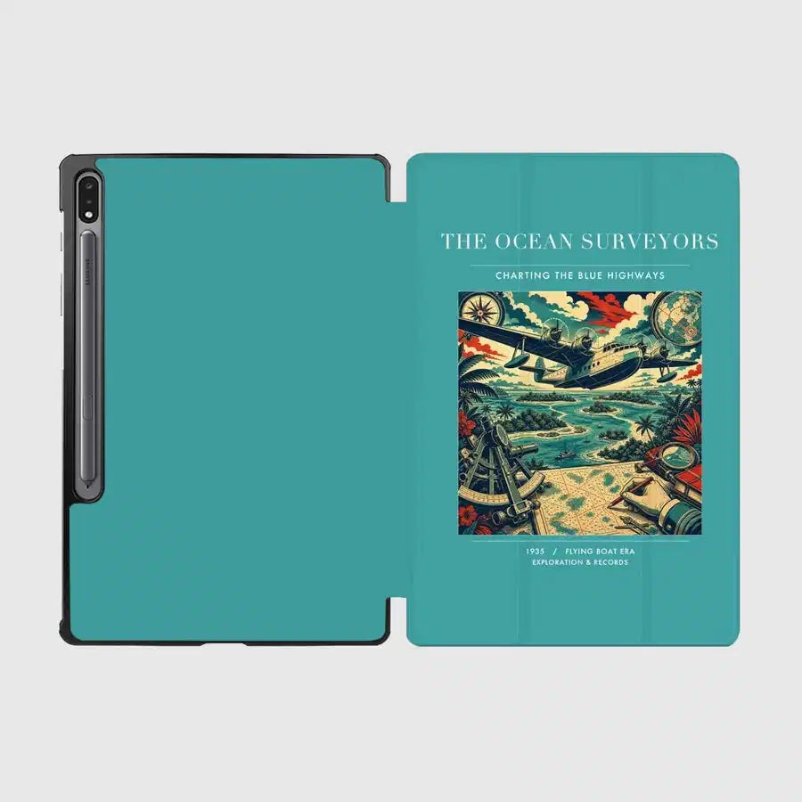 VINTAGE G4064 - The Ocean Surveyors - Designed iPad & Samsung Tablet Cases design on turquoise samsung