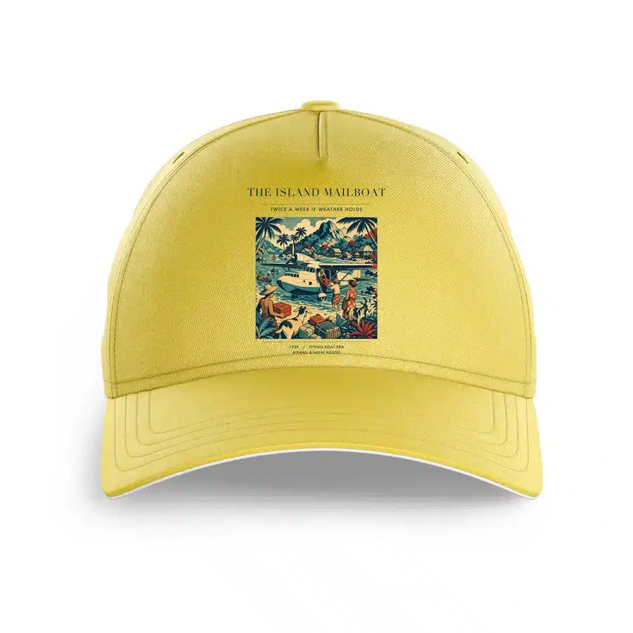 VINTAGE G4065 - The Island Mailboat - Printed Hat design on yellow