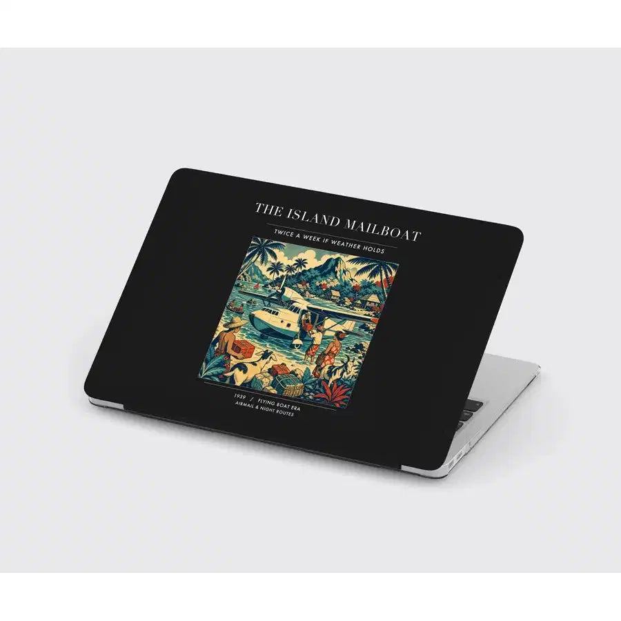 VINTAGE G4065 - The Island Mailboat - Designed MacBook Cases design on black