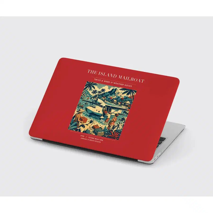 VINTAGE G4065 - The Island Mailboat - Designed MacBook Cases design on red