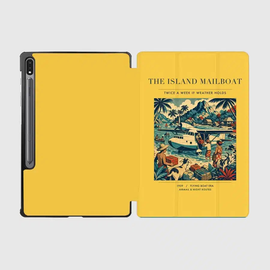 VINTAGE G4065 - The Island Mailboat - Designed iPad & Samsung Tablet Cases design on yellow samsung
