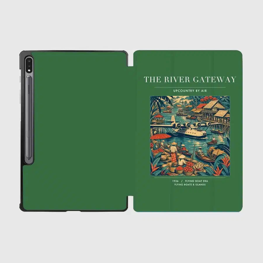 VINTAGE G4066 - The River Gateway - Designed iPad & Samsung Tablet Cases design on green samsung