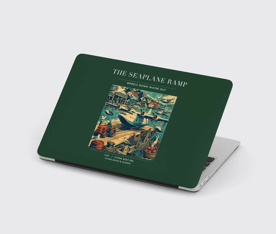 VINTAGE G4068 - The Seaplane Ramp - Designed MacBook Cases design on darkgreen