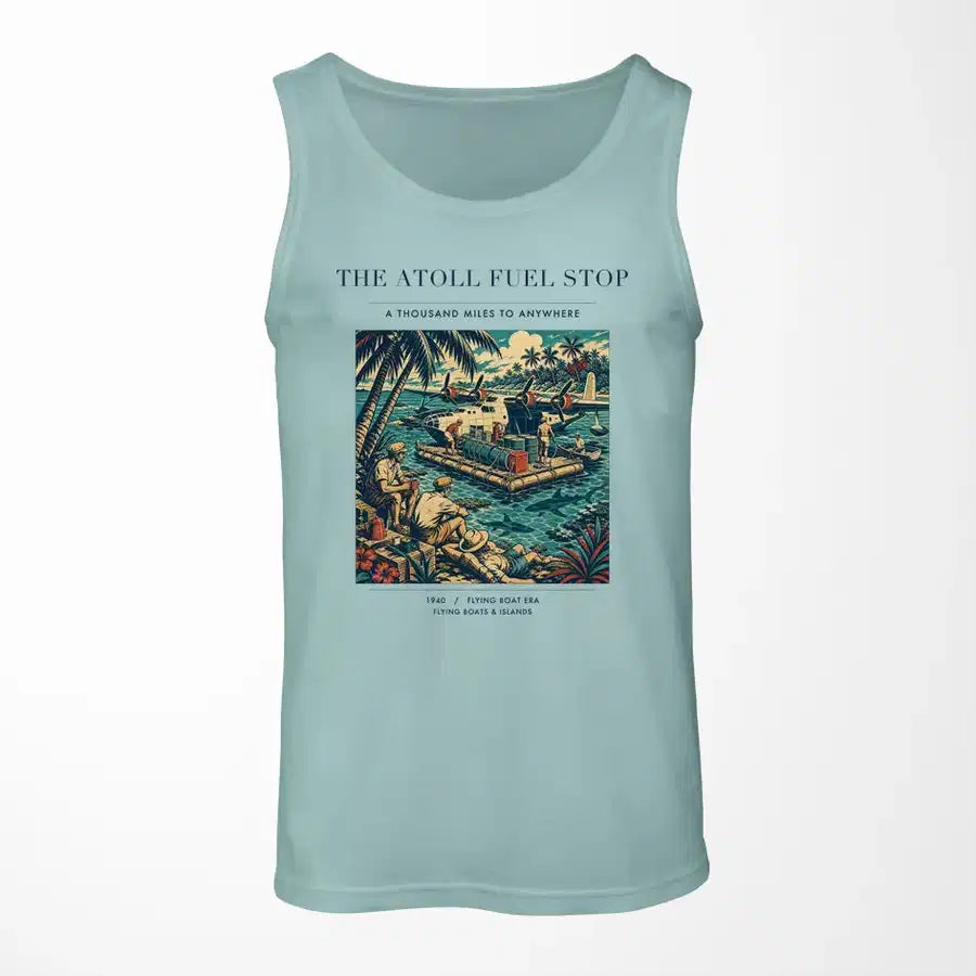 VINTAGE G4069 - The Atoll Fuel Stop - Designed Tank Tops design on lightgreen