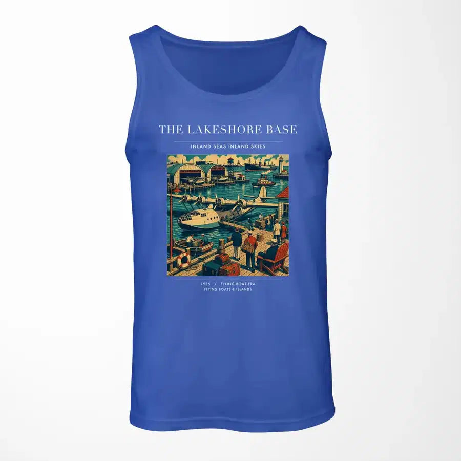 VINTAGE G4071 - The Lakeshore Base - Designed Tank Tops design on blue