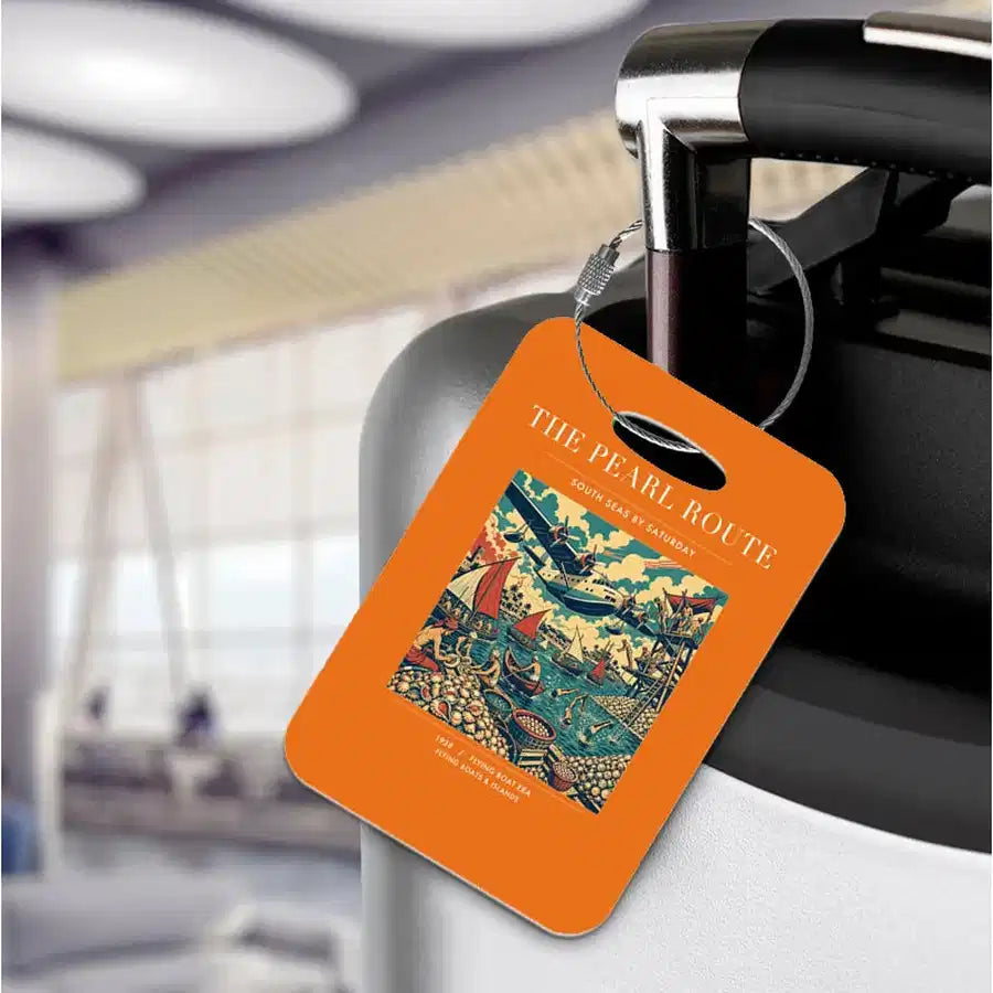 VINTAGE G4072 - The Pearl Route - Acrylic Luggage Tags design on orange
