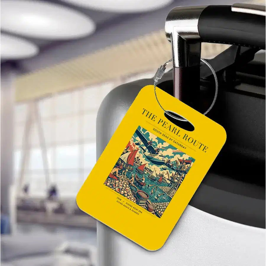 VINTAGE G4072 - The Pearl Route - Acrylic Luggage Tags design on yellow