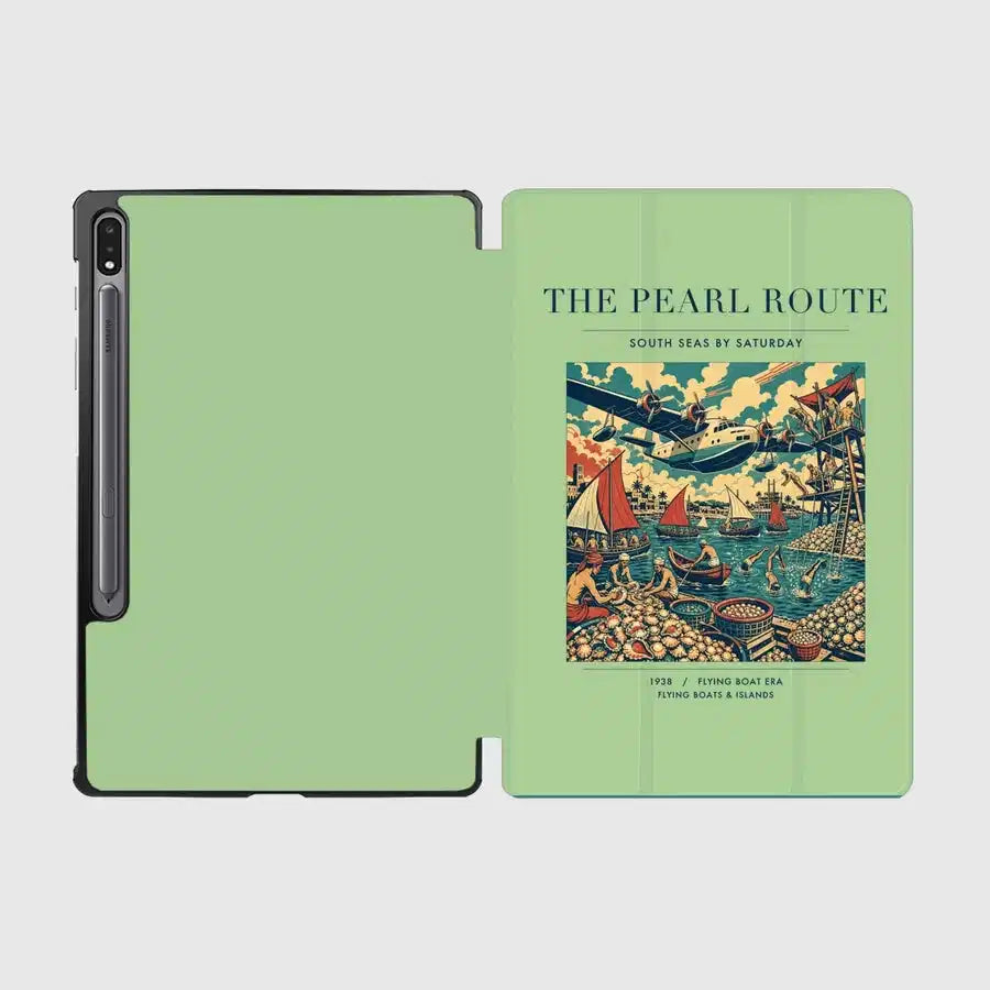 VINTAGE G4072 - The Pearl Route - Designed iPad & Samsung Tablet Cases design on lightgreen samsung