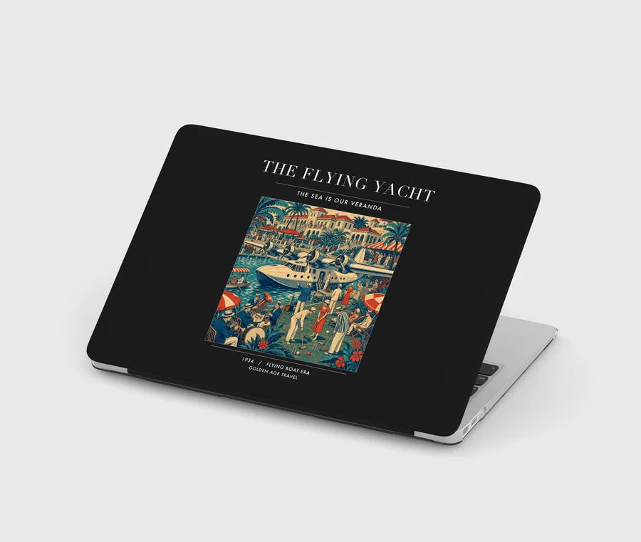 VINTAGE G4075 - The Flying Yacht - Designed MacBook Cases design on black