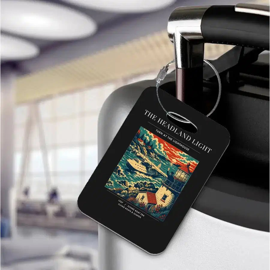 VINTAGE G4078 - The Headland Light - Acrylic Luggage Tags design on black