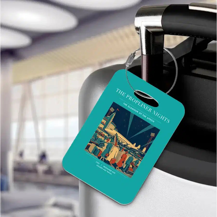 VINTAGE G4080 - The Propliner Nights - Acrylic Luggage Tags design on turquoise