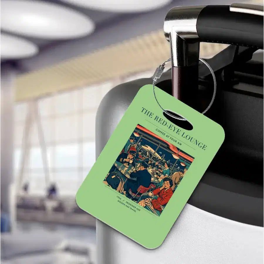 VINTAGE G4082 - The Red-Eye Lounge - Acrylic Luggage Tags design on lightgreen