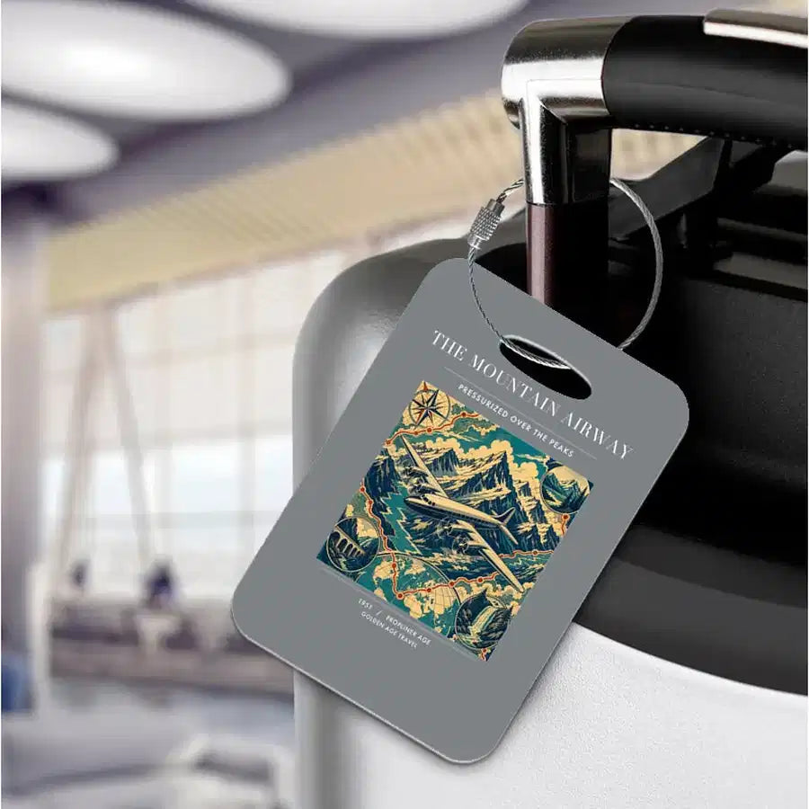 VINTAGE G4083 - The Mountain Airway - Acrylic Luggage Tags design on gray