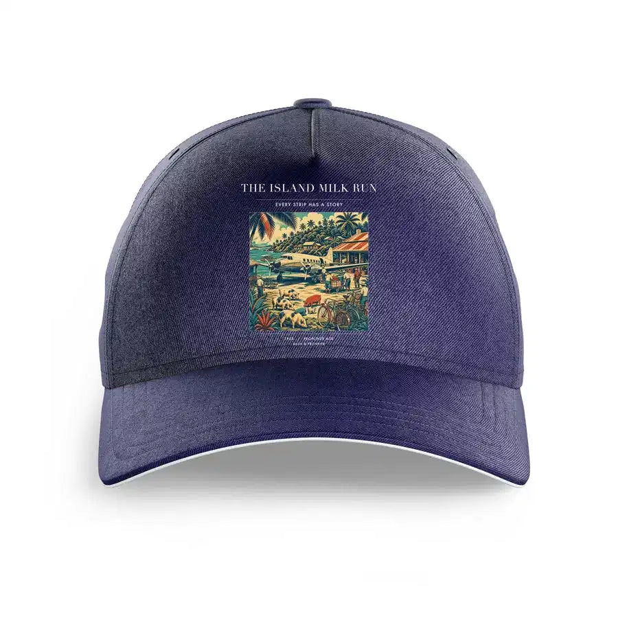 VINTAGE G4084 - The Island Milk Run - Printed Hat design on darkblue