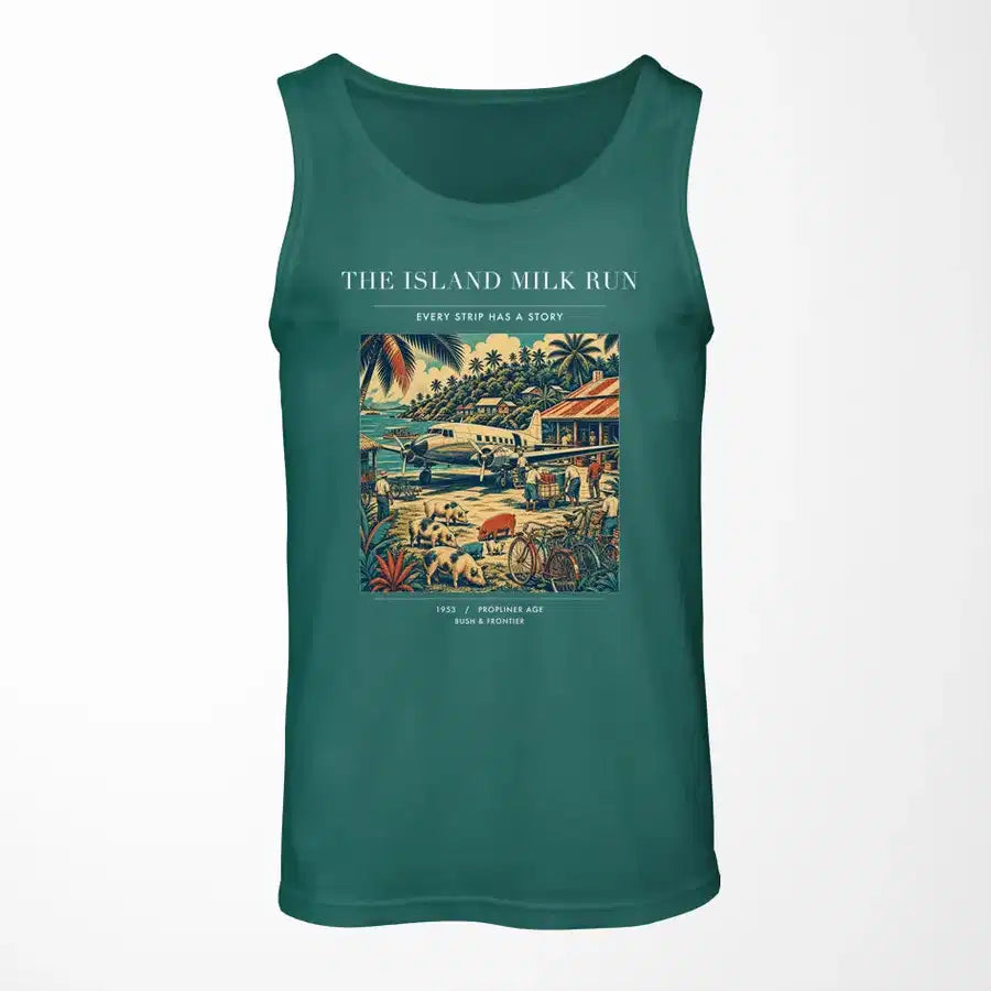 VINTAGE G4084 - The Island Milk Run - Designed Tank Tops design on green