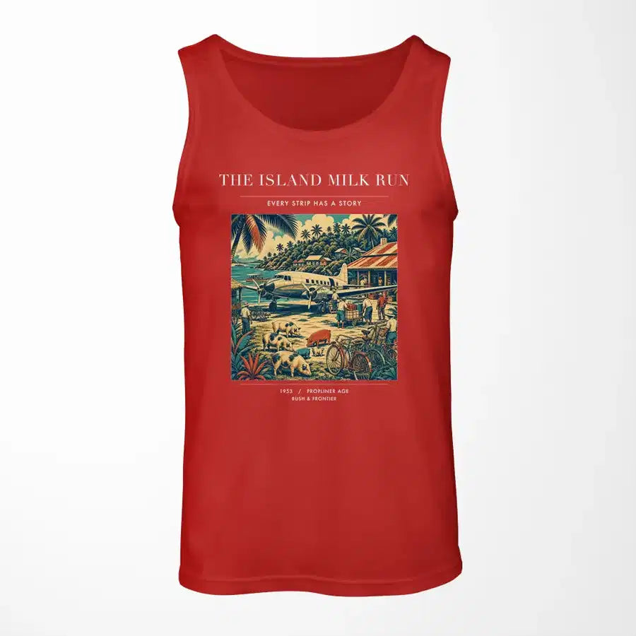 VINTAGE G4084 - The Island Milk Run - Designed Tank Tops design on red