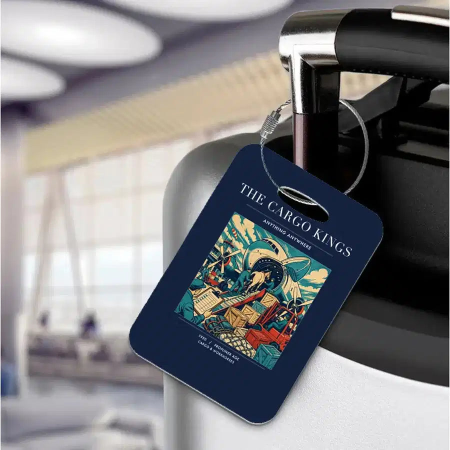 VINTAGE G4085 - The Cargo Kings - Acrylic Luggage Tags design on navyblue