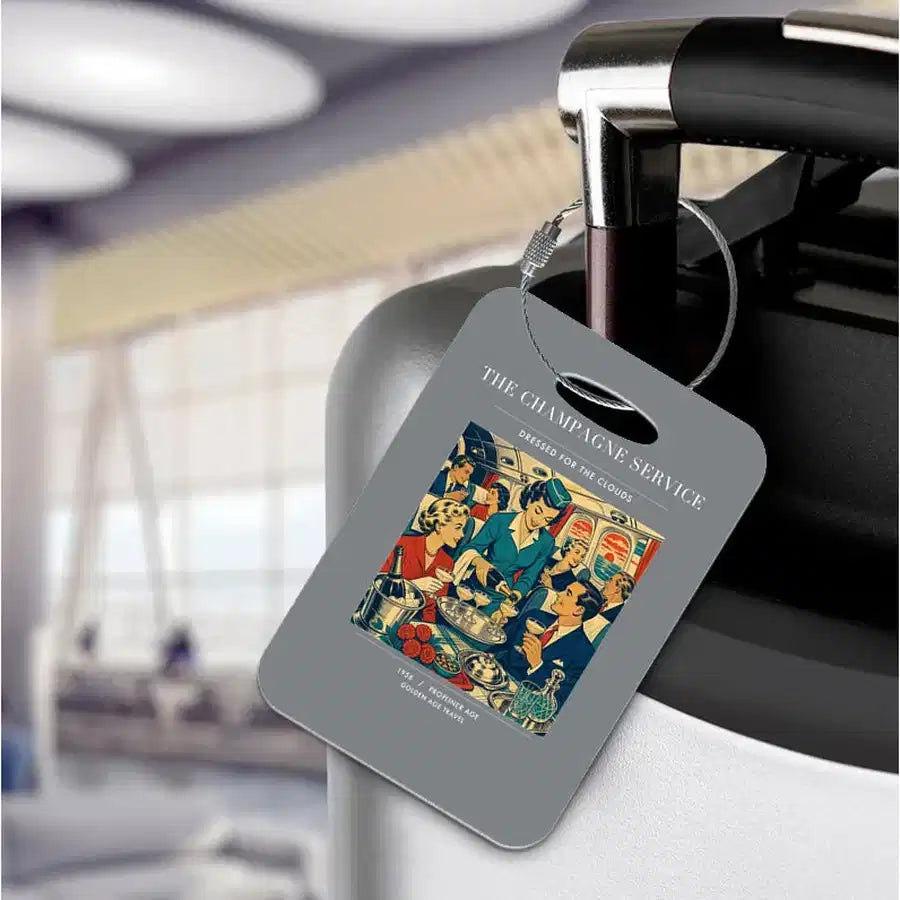 VINTAGE G4087 - The Champagne Service - Acrylic Luggage Tags design on gray