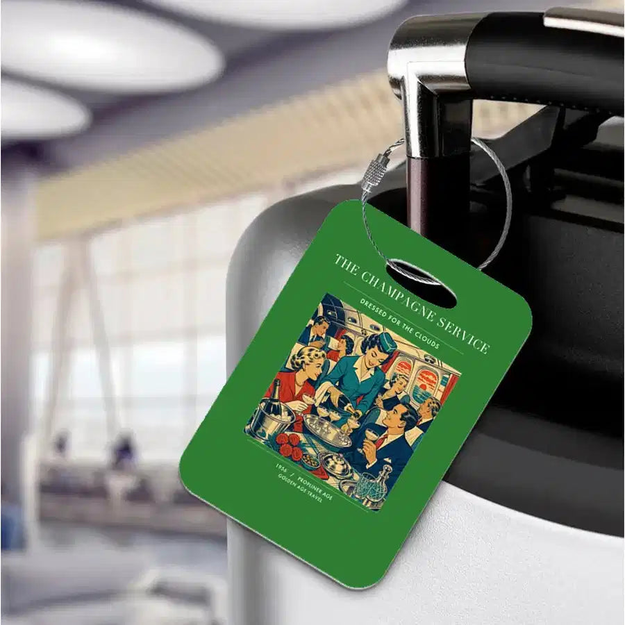 VINTAGE G4087 - The Champagne Service - Acrylic Luggage Tags design on green