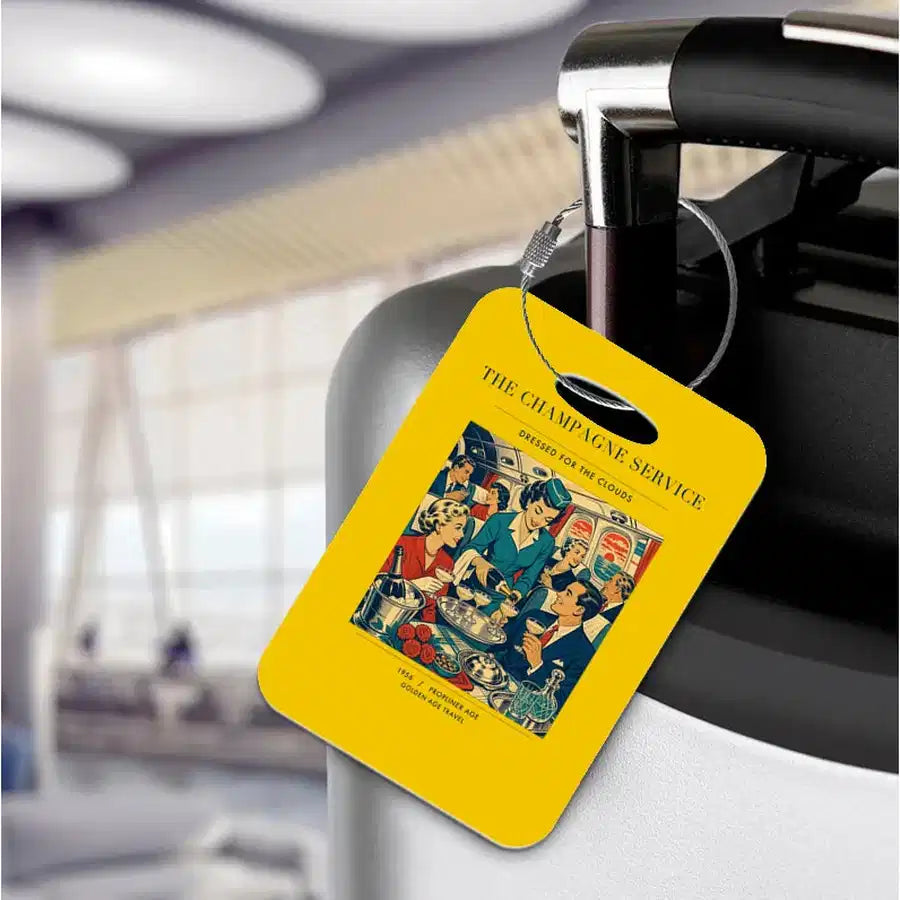VINTAGE G4087 - The Champagne Service - Acrylic Luggage Tags design on yellow