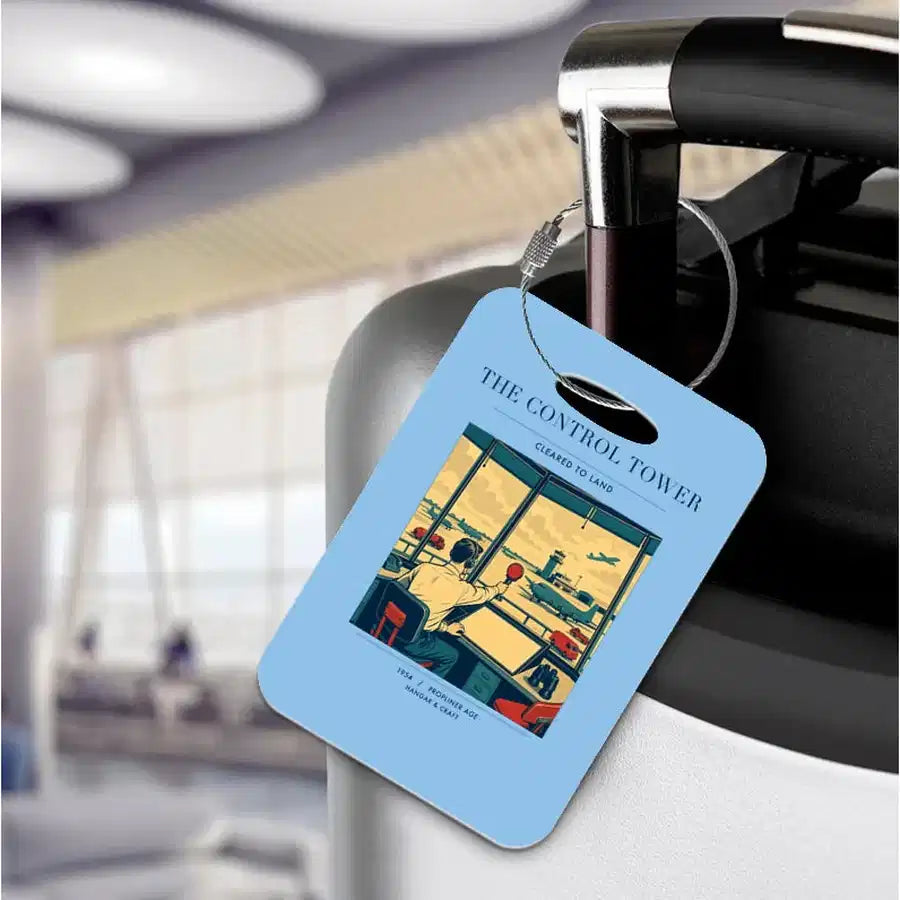VINTAGE G4093 - The Control Tower - Acrylic Luggage Tags design on lightblue
