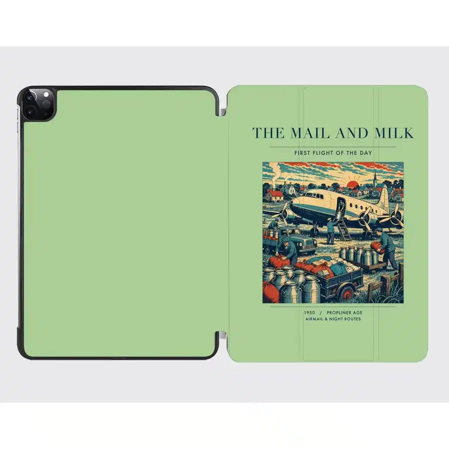 VINTAGE G4098 - The Mail And Milk - Designed iPad & Samsung Tablet Cases design on lightgreen ipad