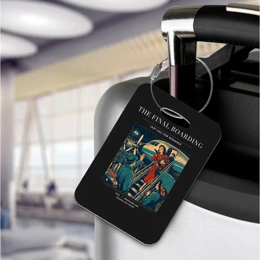 VINTAGE G4102 - The Final Boarding - Acrylic Luggage Tags design on black