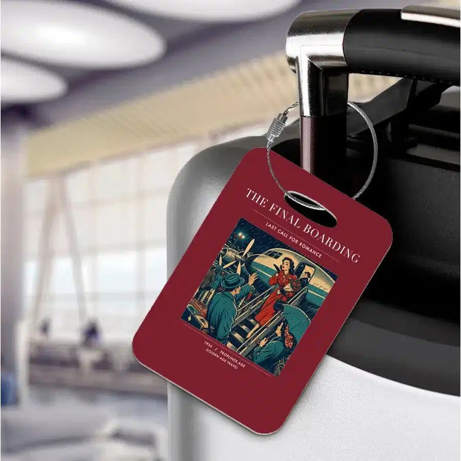 VINTAGE G4102 - The Final Boarding - Acrylic Luggage Tags design on darkred