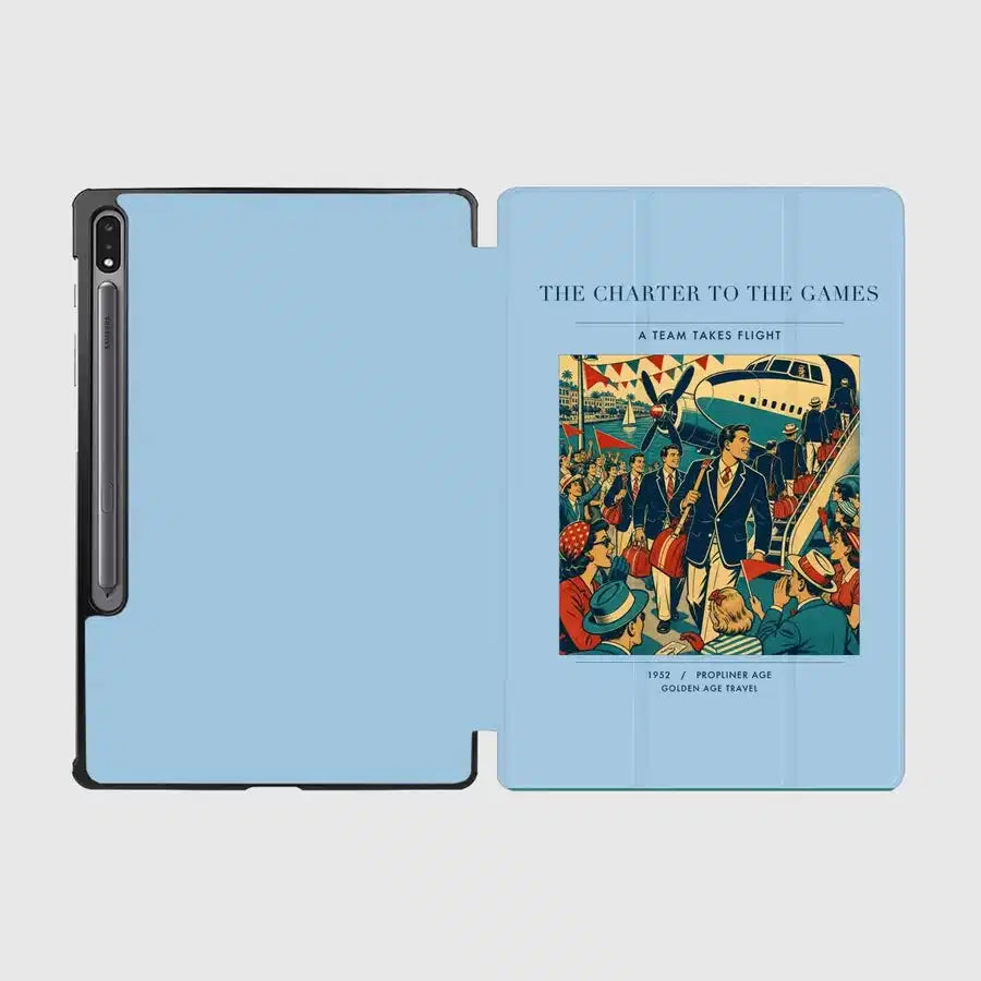 VINTAGE G4103 - The Charter To The Games - Designed iPad & Samsung Tablet Cases design on lightblue samsung