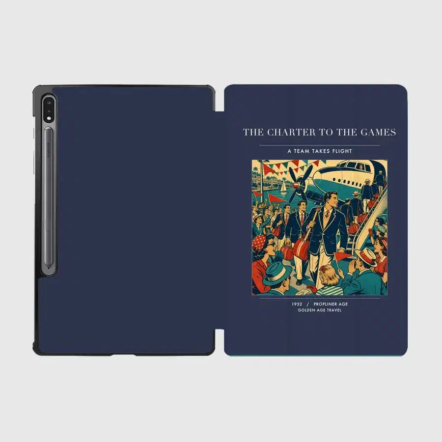VINTAGE G4103 - The Charter To The Games - Designed iPad & Samsung Tablet Cases design on navyblue samsung